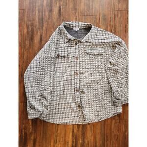 White Birch raw edge houndstooth shirt jacket size 3x